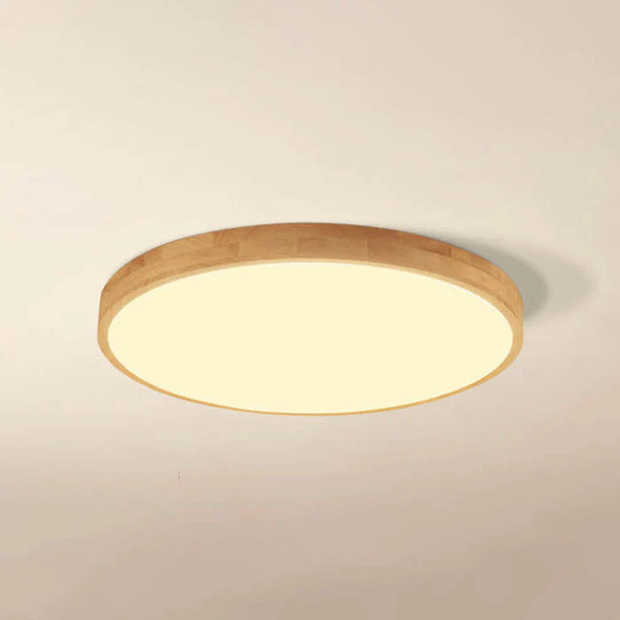 Round LED Flush Ceiling Light with Wooden Frame - Image 14