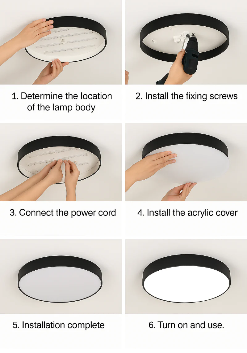 Round LED Flush Ceiling Light with Wooden Frame - Image 15