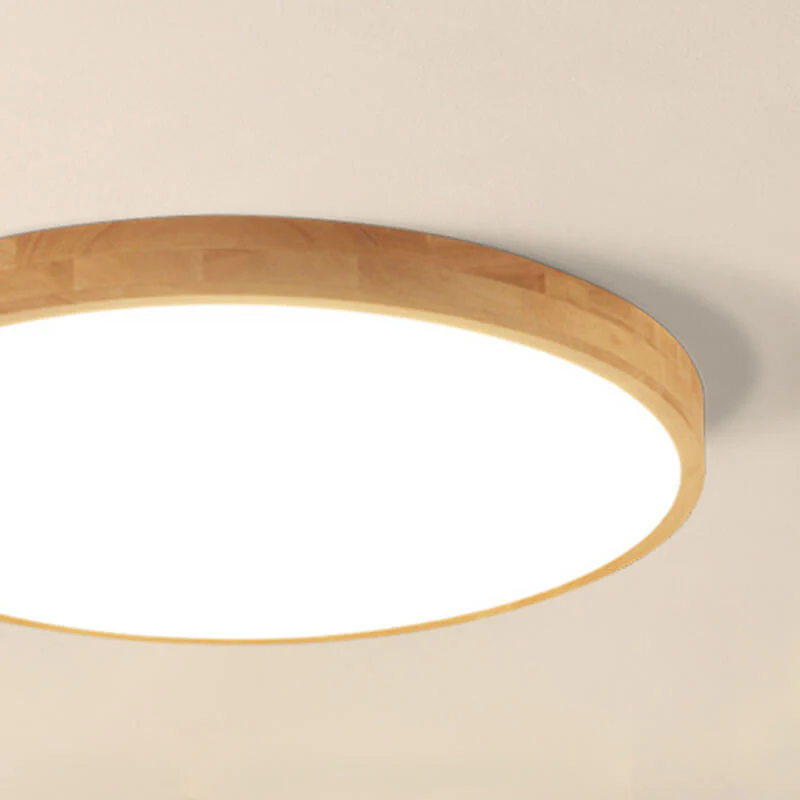 Round LED Flush Ceiling Light with Wooden Frame - Image 6