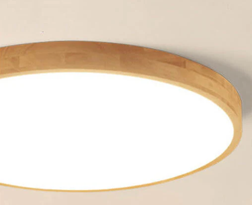 Round LED Flush Ceiling Light with Wooden Frame - Image 8