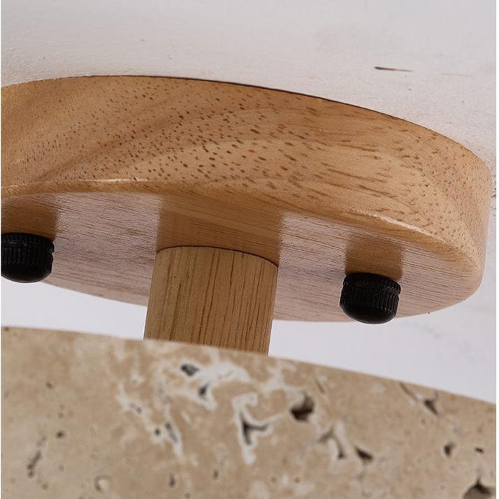 Round Travertine LED Ceiling Light with Wooden Mount - Image 6