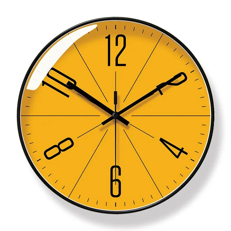 Round Wall Clock With Yellow Dial And Black Frame - Image 6
