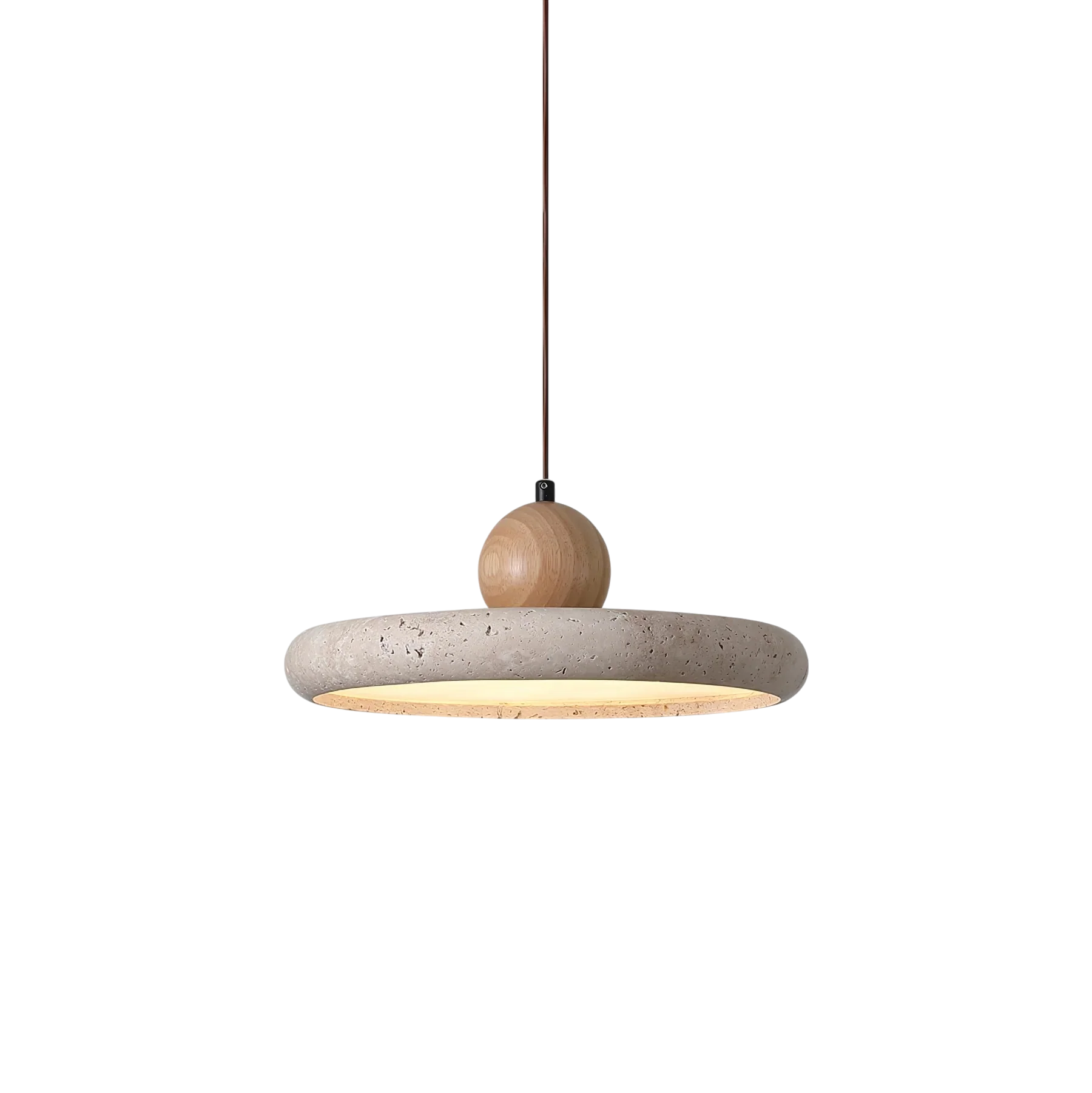 Rustic Travertine Pendant Light with Wooden Accent - Image 8