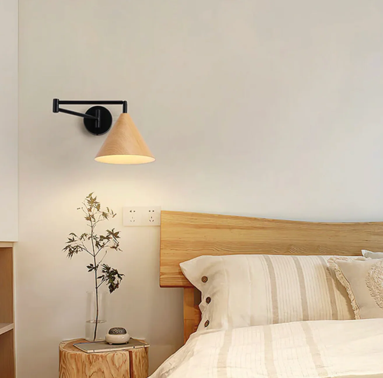Scandinavian Wooden Wall Lamp Minimalist Modern Sconce - Image 3
