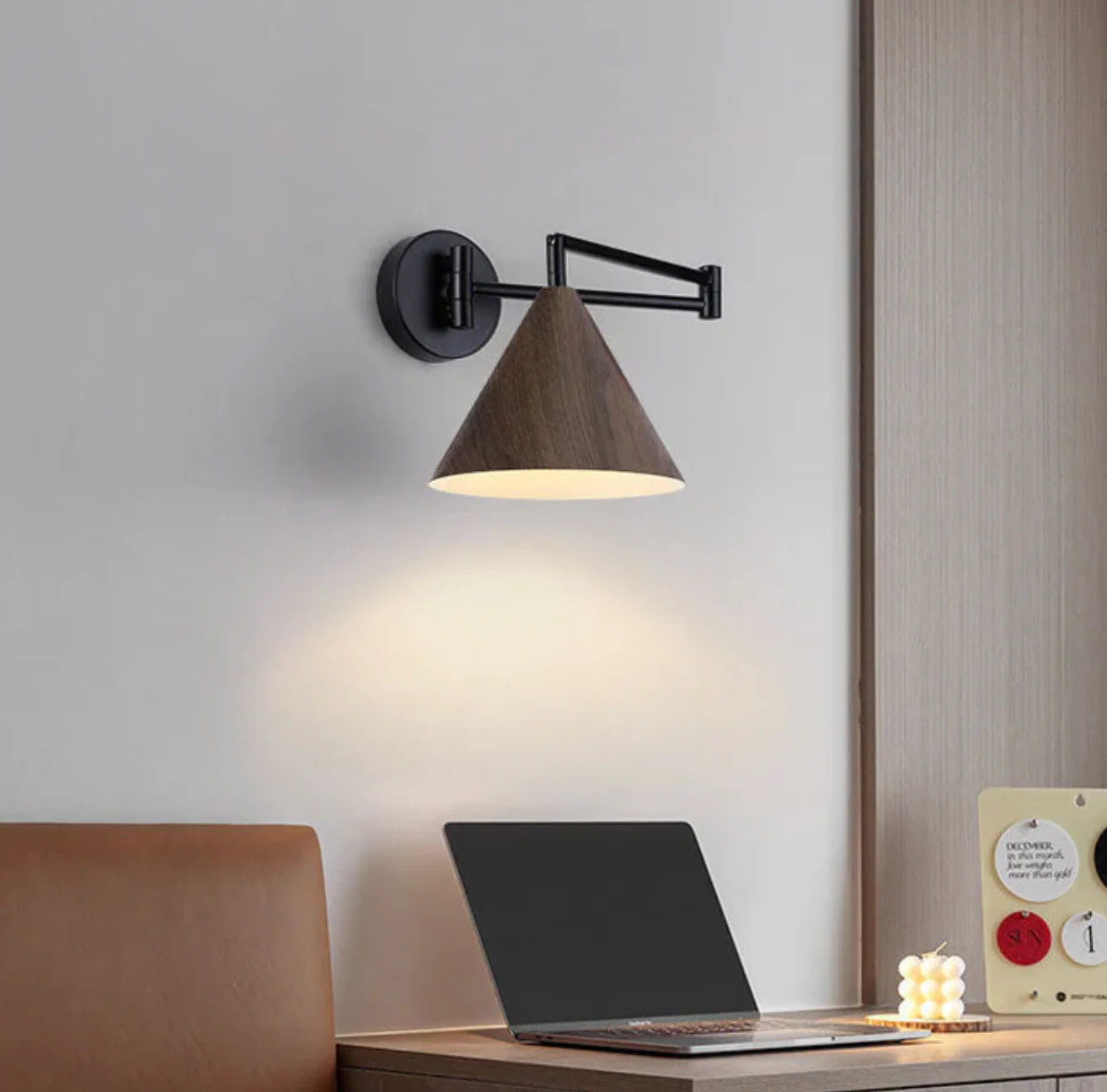 Scandinavian Wooden Wall Lamp Minimalist Modern Sconce - Image 4