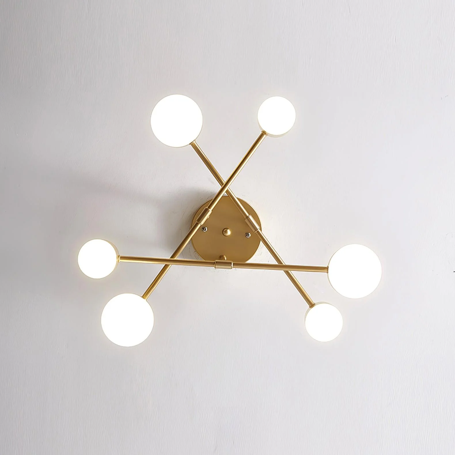 Six Light Ceiling Fixture with Brass Finish and Cylindrical Shades - Image 11