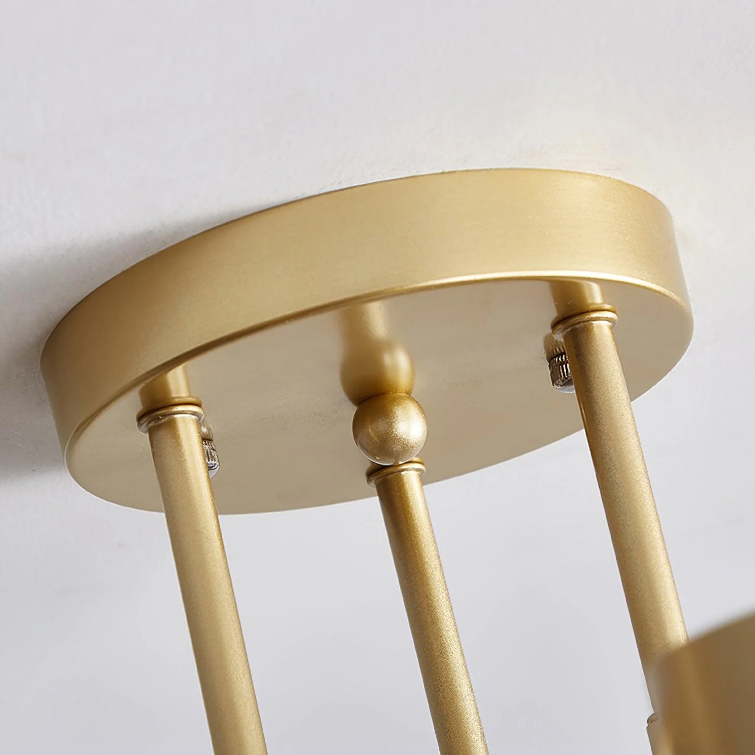 Six Light Ceiling Fixture with Brass Finish and Cylindrical Shades - Image 13