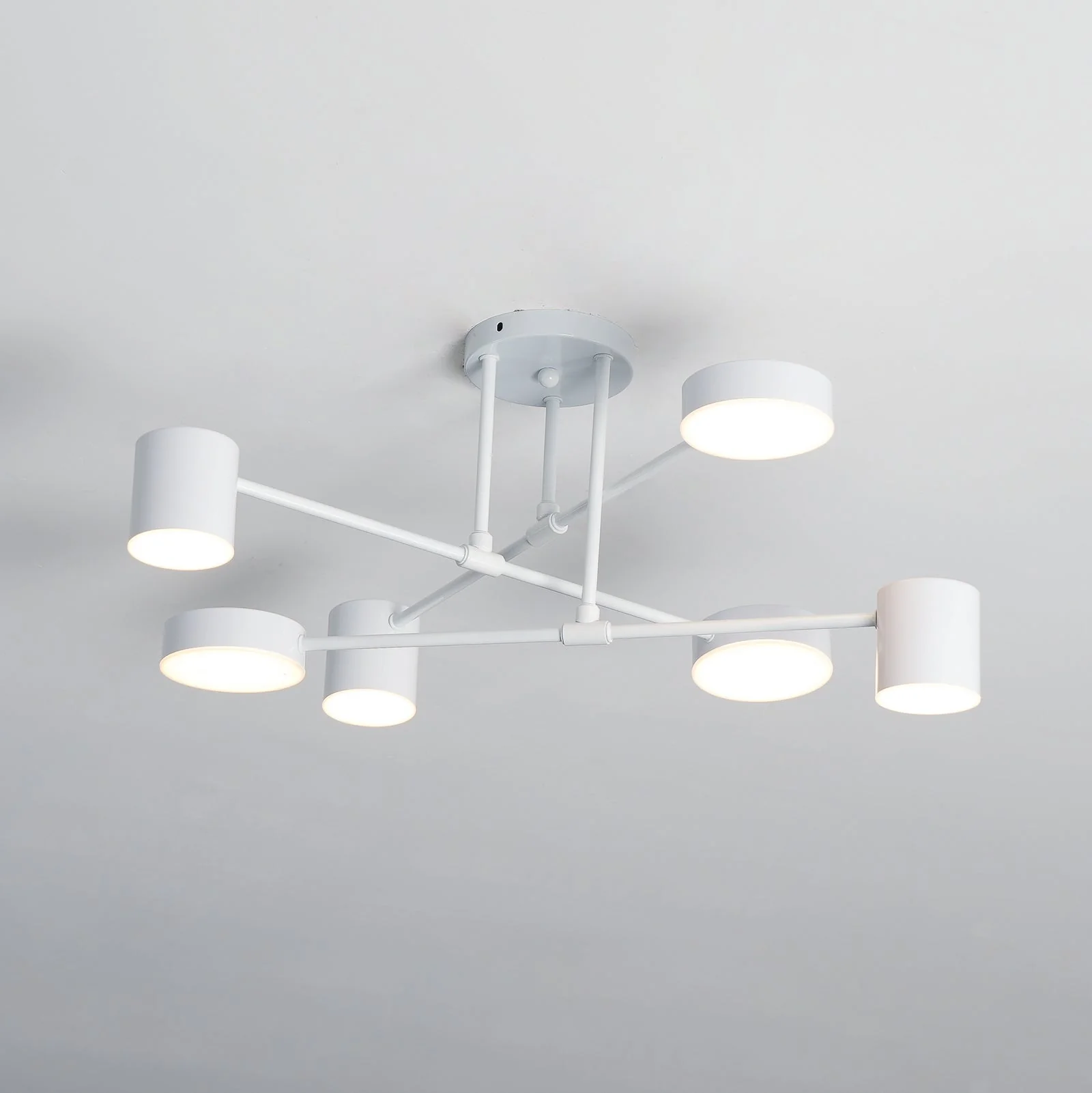 Six Light Ceiling Fixture with Brass Finish and Cylindrical Shades - Image 17