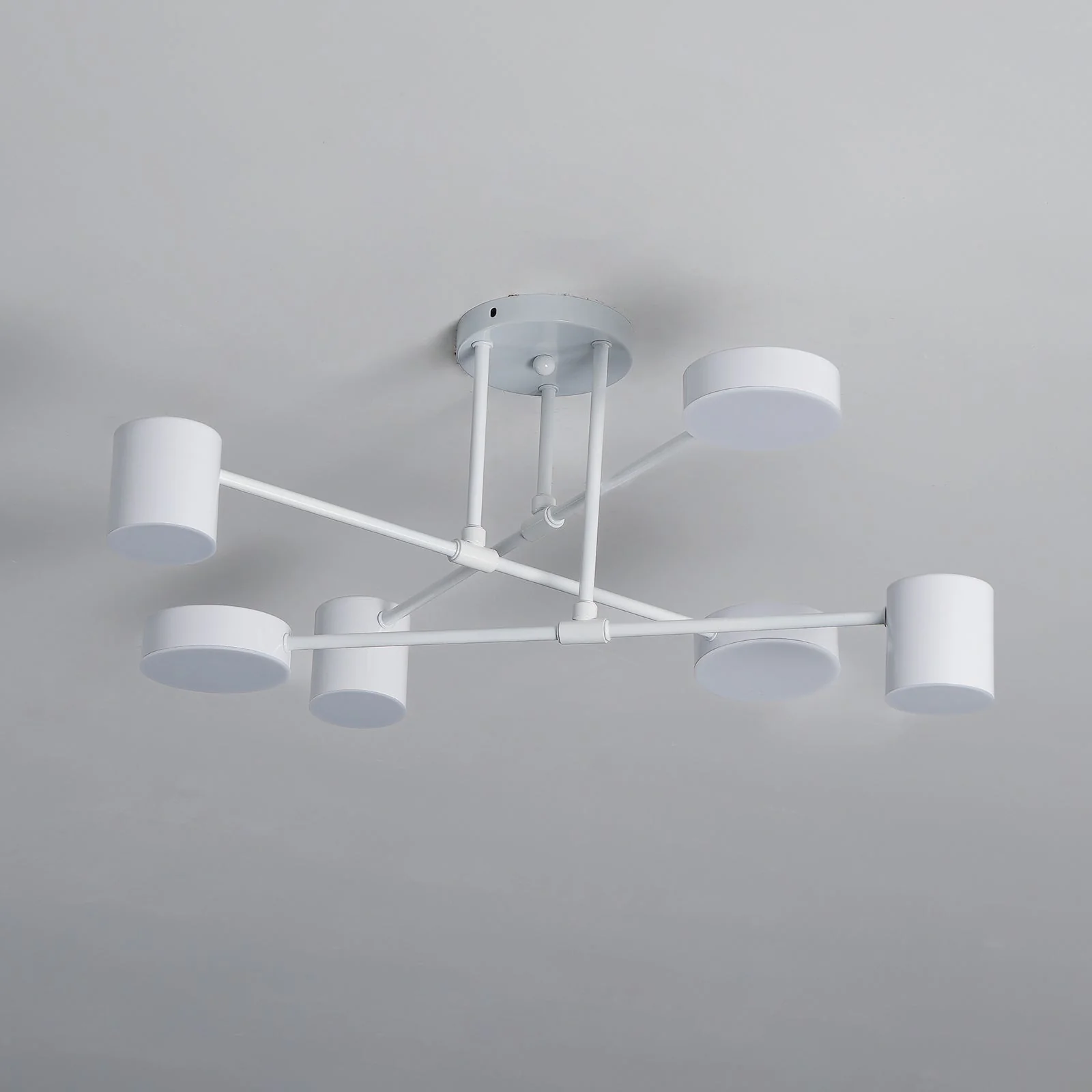 Six Light Ceiling Fixture with Brass Finish and Cylindrical Shades - Image 18