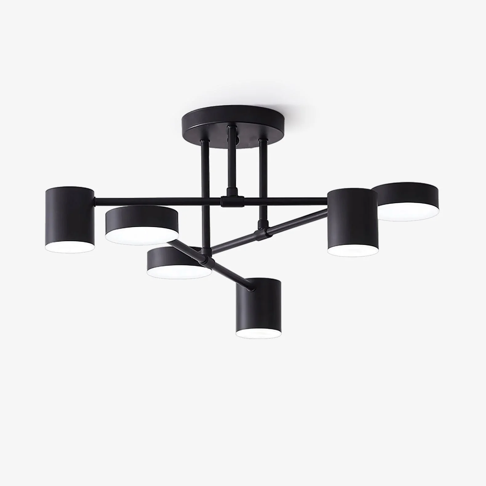 Six Light Ceiling Fixture with Brass Finish and Cylindrical Shades - Image 21