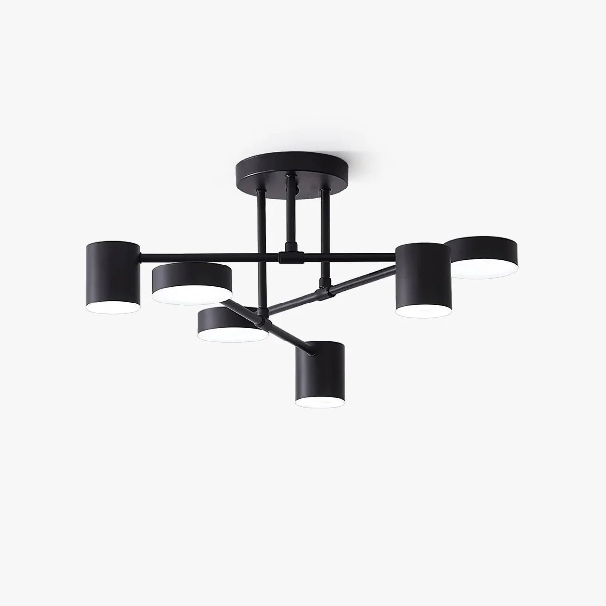 Six Light Ceiling Fixture with Brass Finish and Cylindrical Shades - Image 22