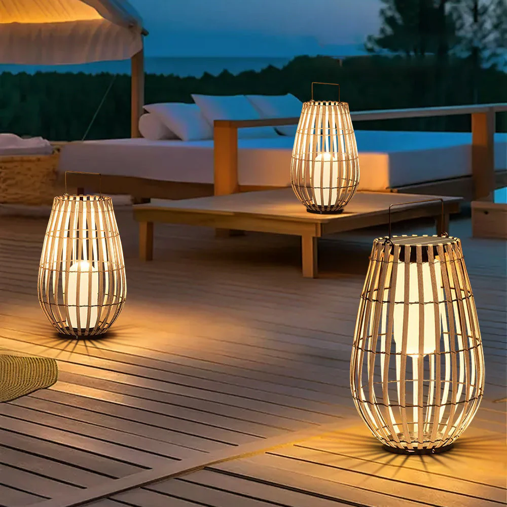 Solar Bamboo Lantern Patio Lights - Image 4
