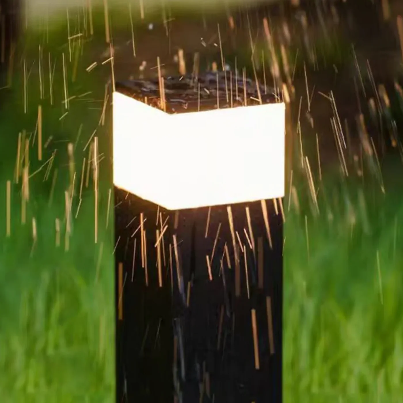 Solar Garden Bollard Light With Rectangular Black Post Design - Image 5