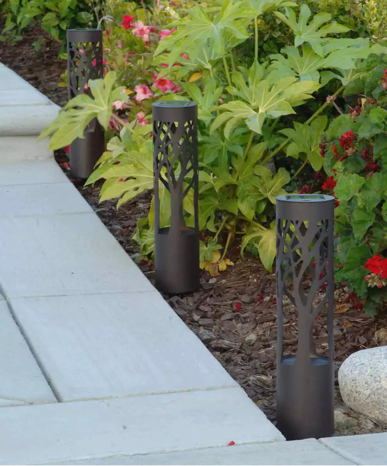 Solar Garden Path Light with Bronze Metal Cylinder Design - Image 2