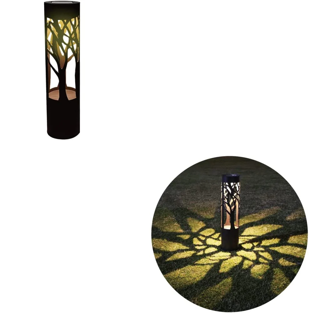 Solar Garden Path Light with Bronze Metal Cylinder Design - Image 9