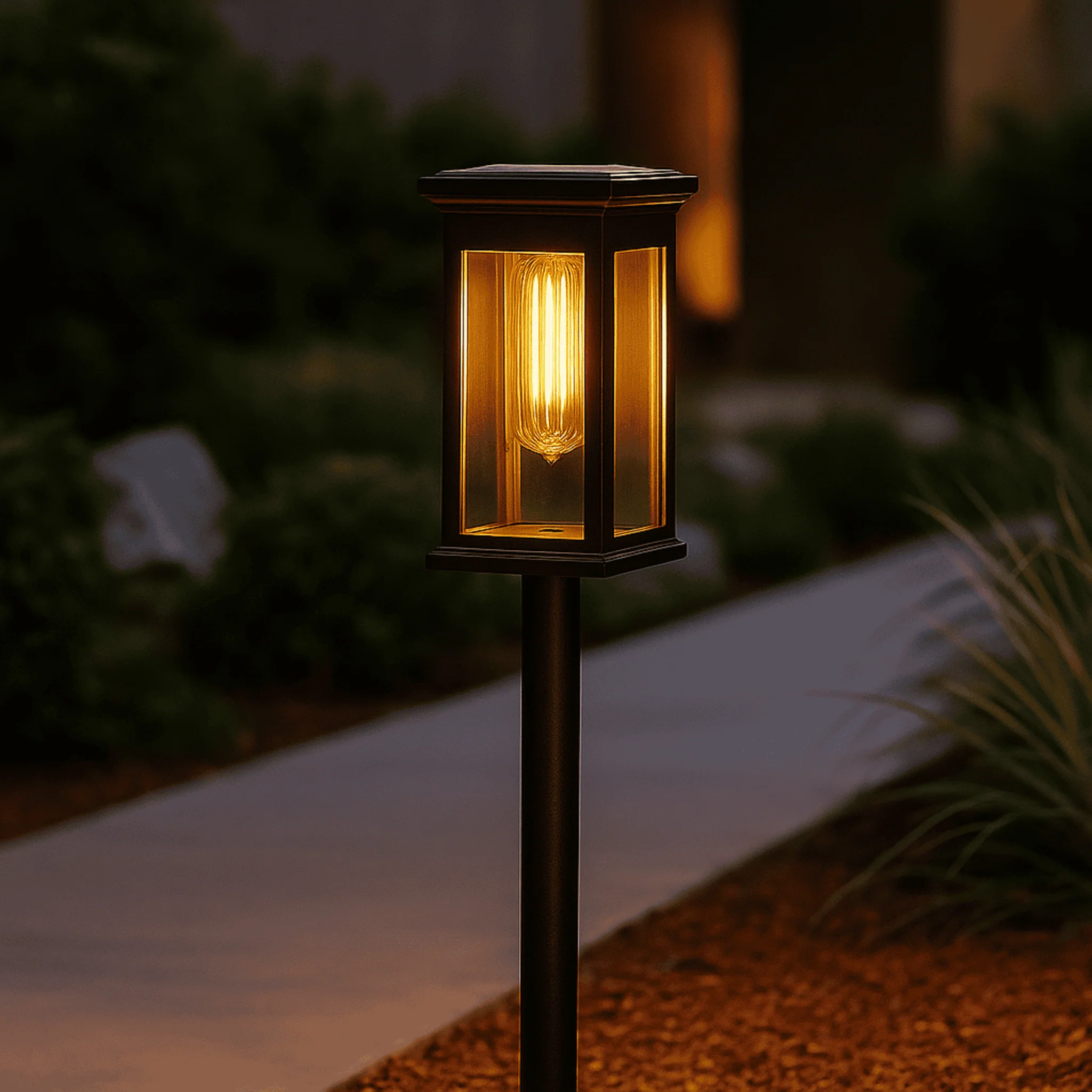 Solar Garden Post Lights with Glass Panels and Metal Frame - Image 2