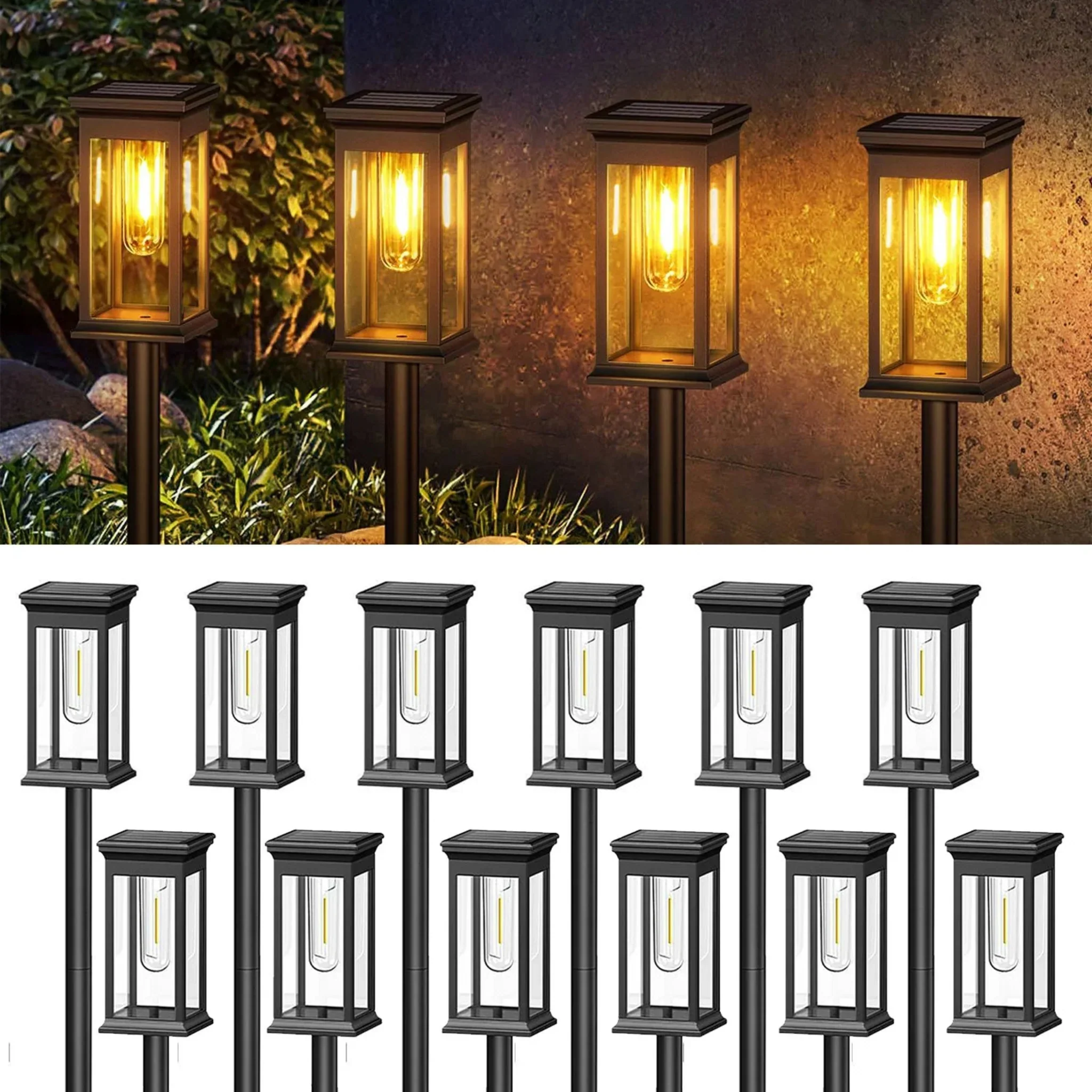 Solar Garden Post Lights with Glass Panels and Metal Frame - Image 5