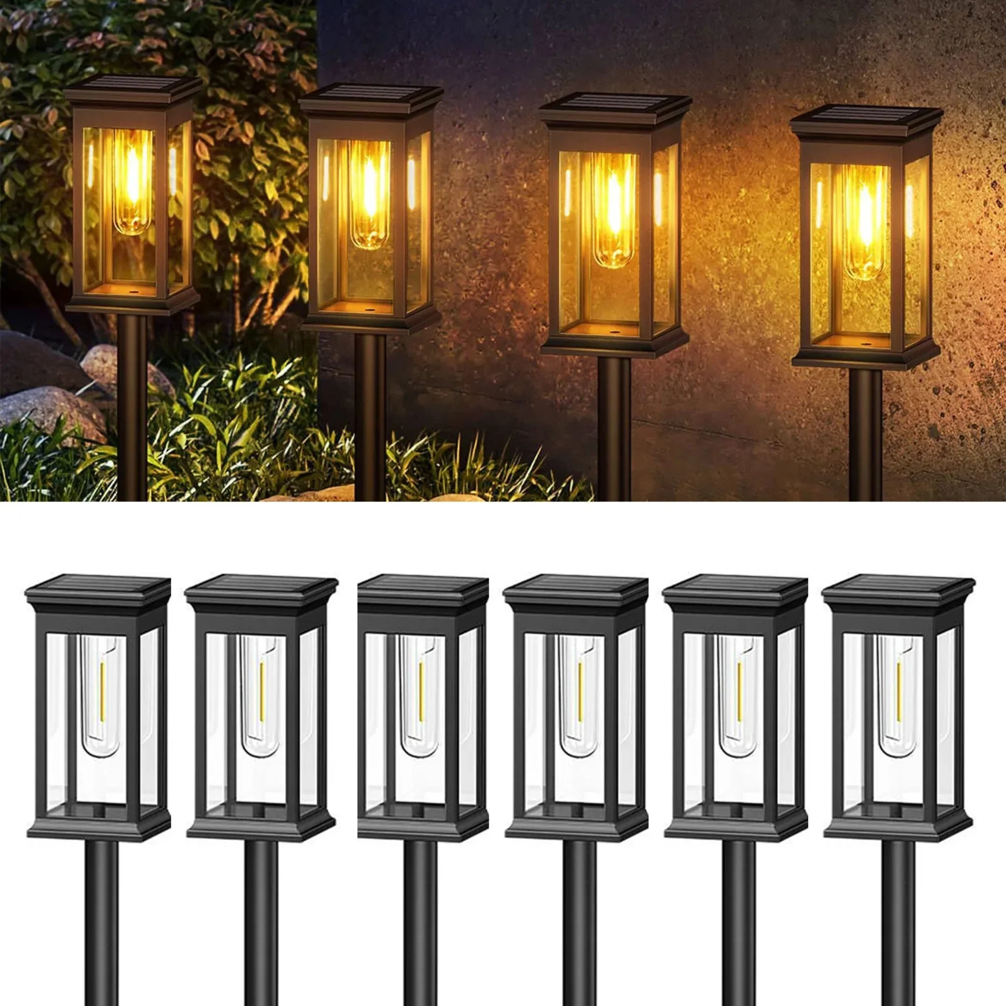Solar Garden Post Lights with Glass Panels and Metal Frame - Image 6