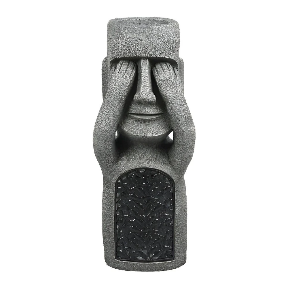 Solar Garden Sculpture Set Stone-Effect Human Figures - Image 3