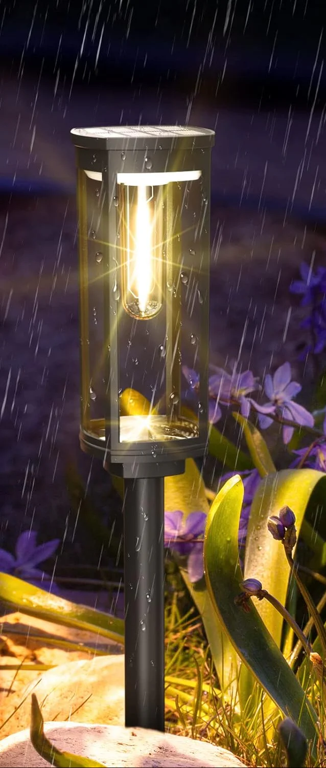 Solar Garden Stake Lantern With Black Post And Clear Glass - Image 7