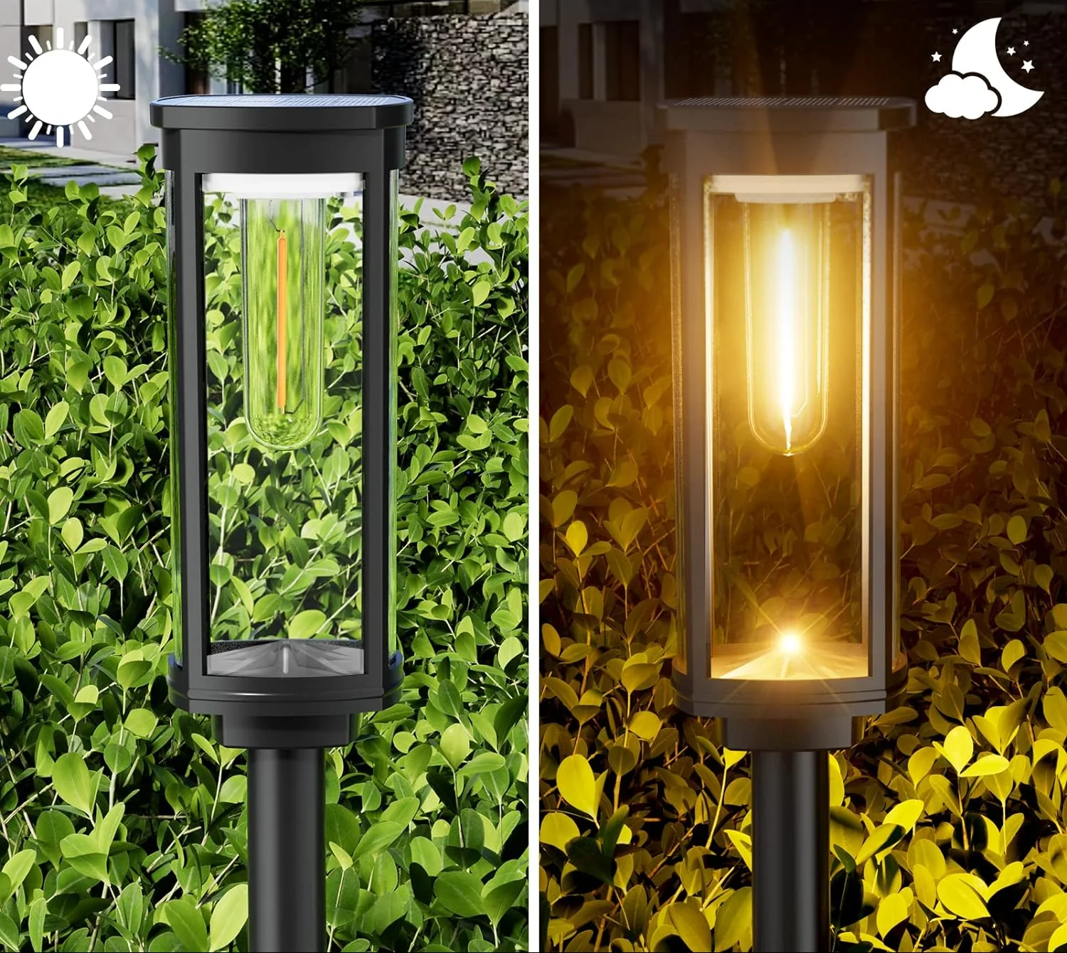 Solar Garden Stake Lantern With Black Post And Clear Glass - Image 8