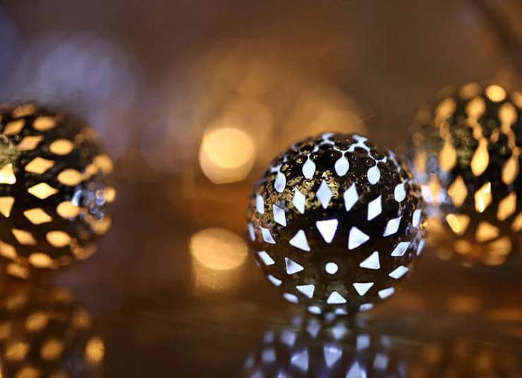 Solar Garden String Lights with Patterned Ball Lanterns - Image 4