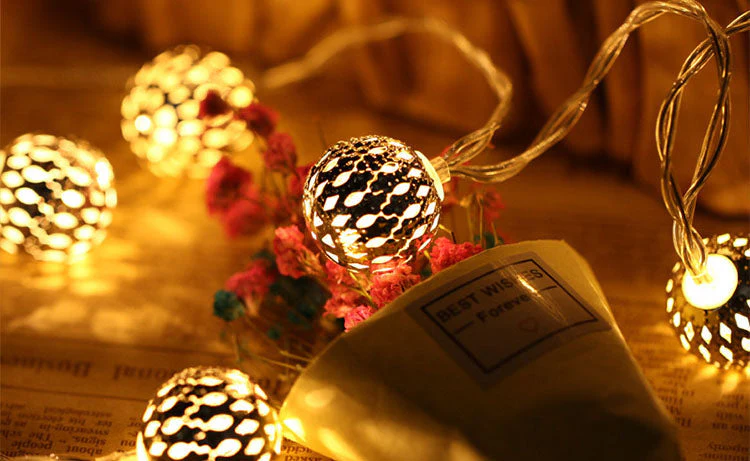 Solar Garden String Lights with Patterned Ball Lanterns - Image 5