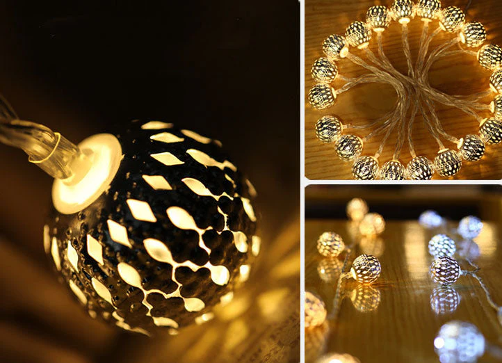 Solar Garden String Lights with Patterned Ball Lanterns - Image 6