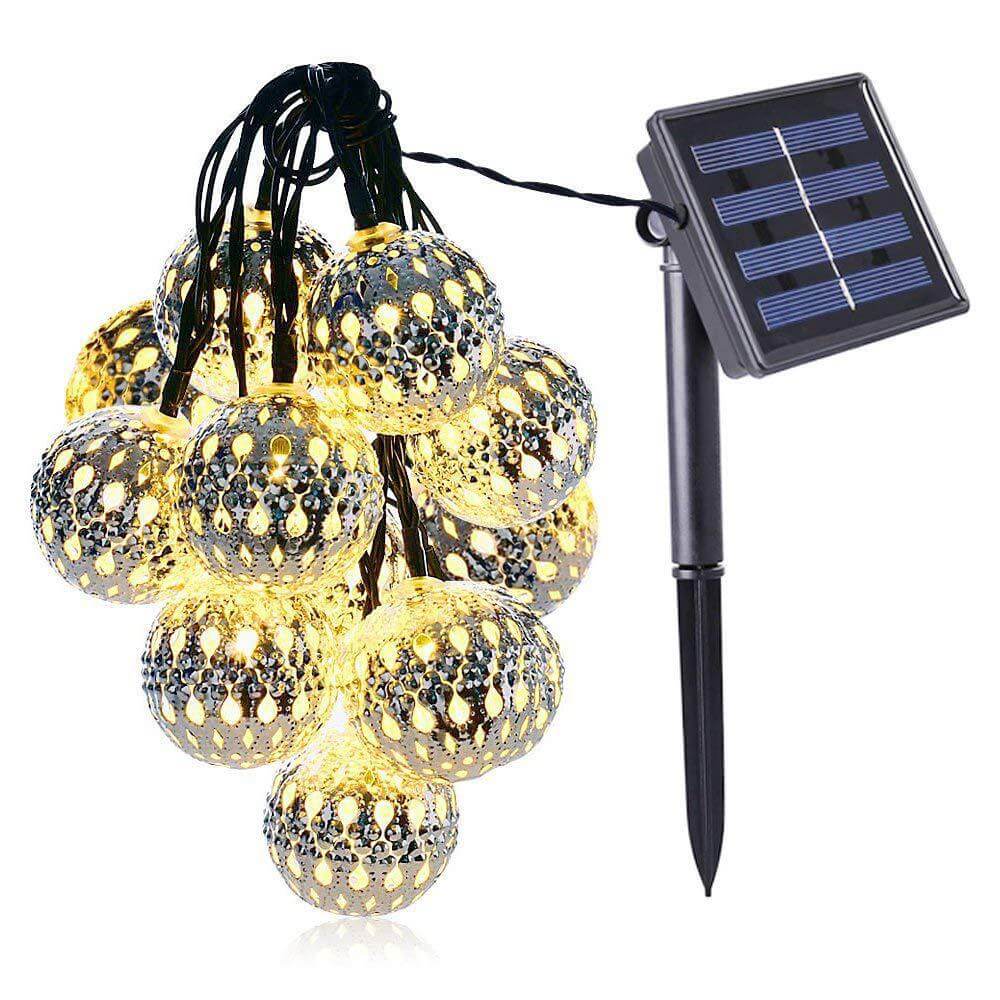 Solar Garden String Lights with Patterned Ball Lanterns - Image 8