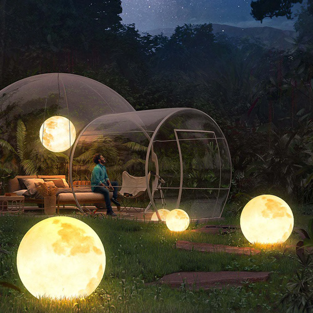Solar Hanging Garden Light With Round Moon Shape In Gold - Image 4