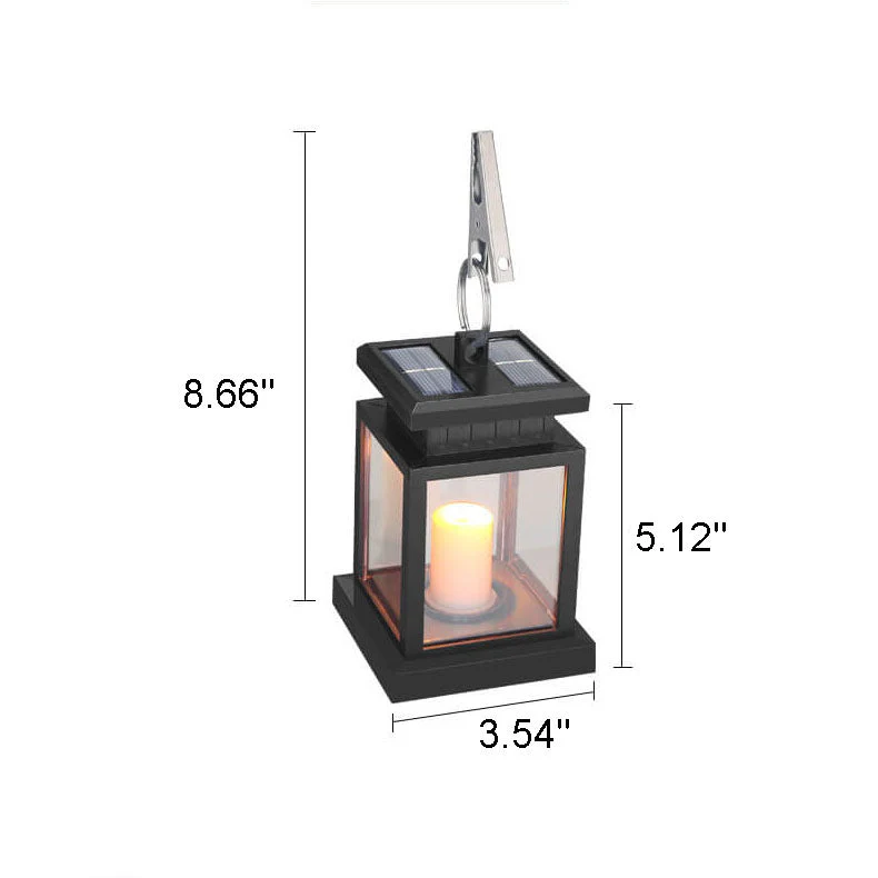 Solar Hanging Lantern with LED Candle and Glass Panels - Image 13