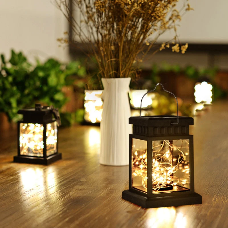 Solar LED Lantern Outdoor Garden Light with Glass Panels - Image 3