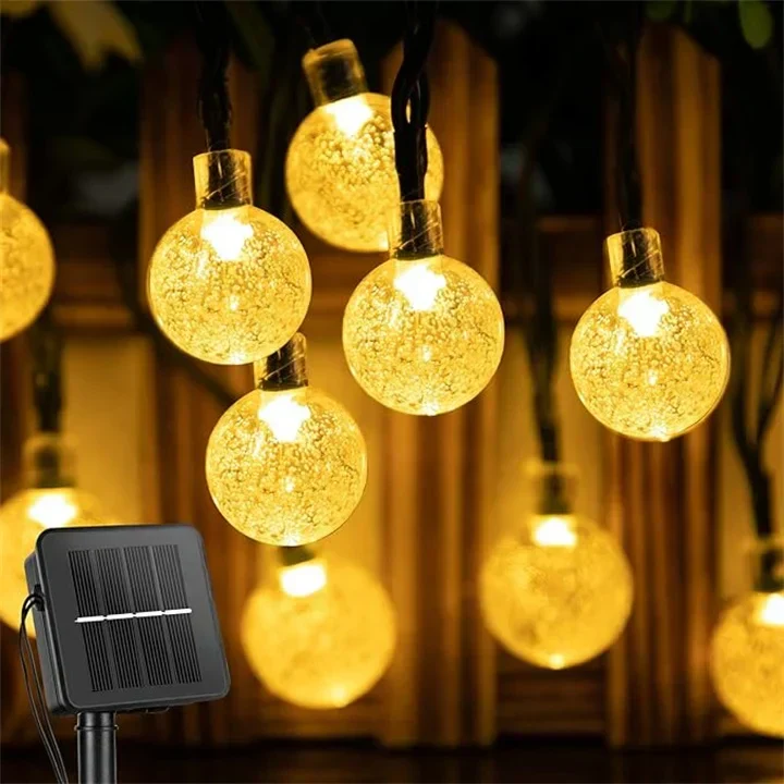 Solar LED Outdoor String Lights with Globe Bulbs