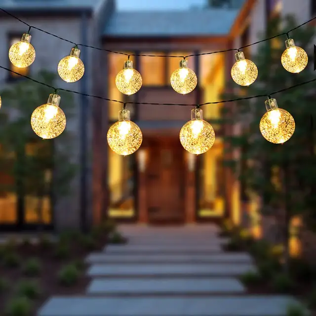 Solar LED Outdoor String Lights with Globe Bulbs - Image 2