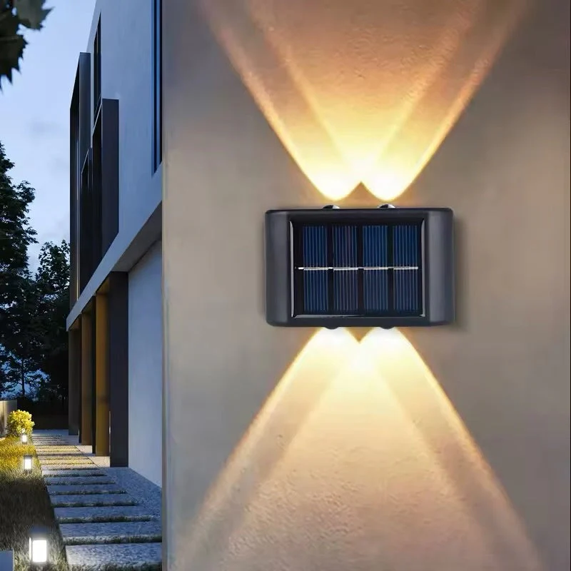 Solar LED Outdoor Wall Light with Rectangular Panel and Up Down Beams - Image 2