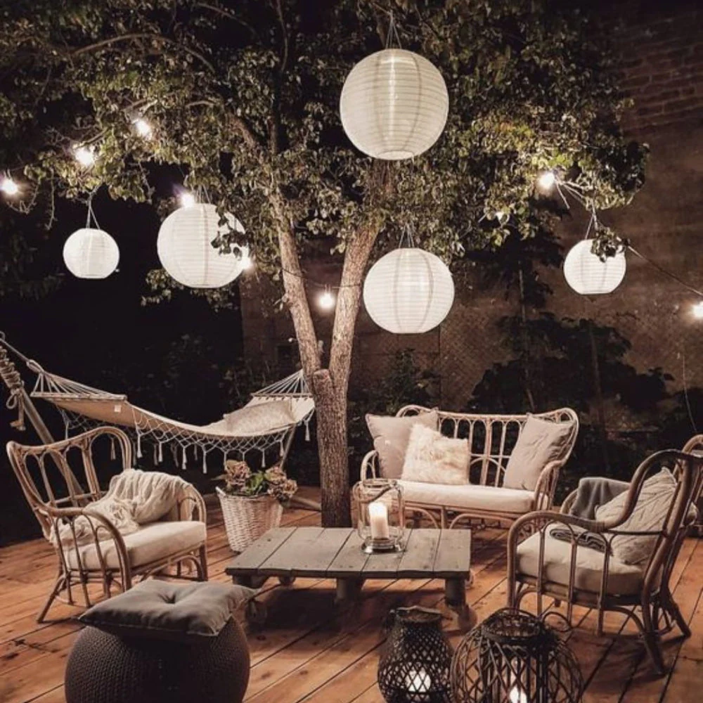Solar Outdoor Hanging Light Round White Lantern With Light Sensor - Image 2