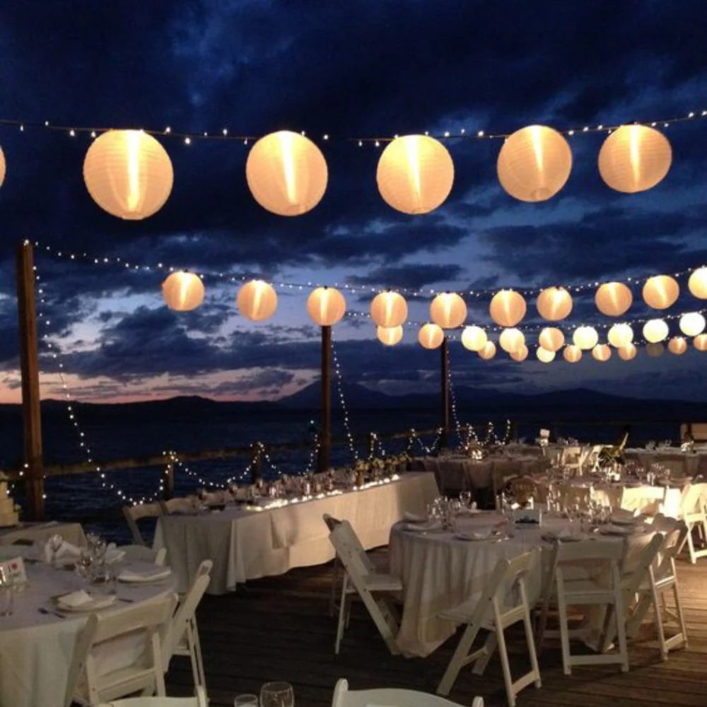 Solar Outdoor Hanging Light Round White Lantern With Light Sensor - Image 4