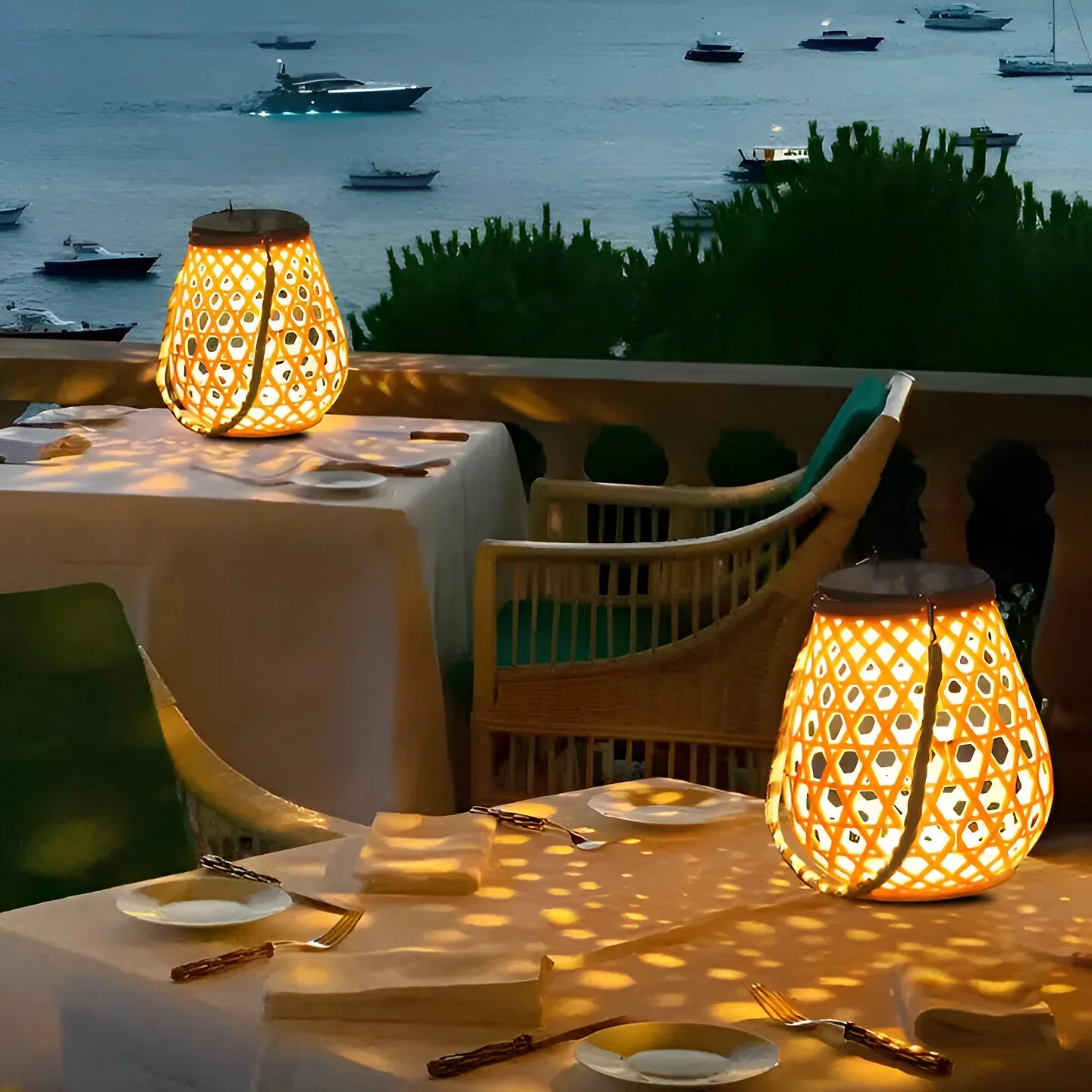 Solar Outdoor Lantern Light with Woven Pattern Shade - Image 12