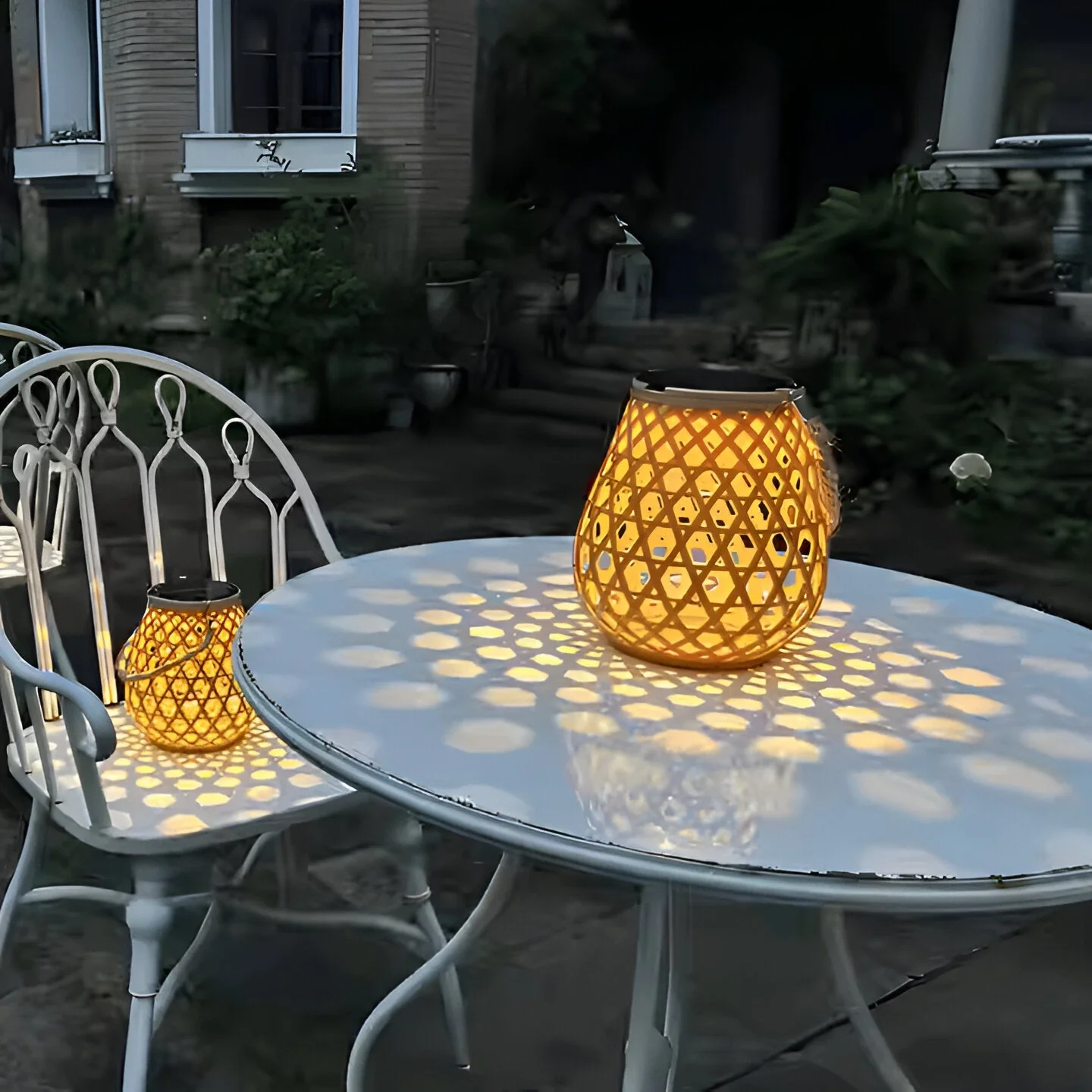 Solar Outdoor Lantern Light with Woven Pattern Shade - Image 14