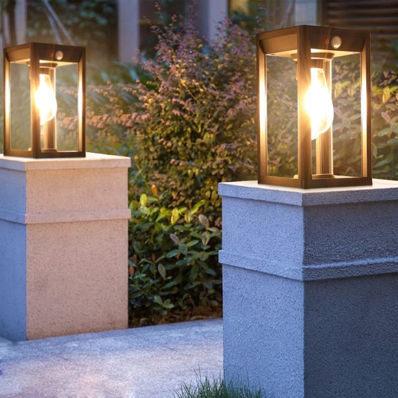 Solar Outdoor Pillar Light Black Aluminium With Motion Sensor - Image 5