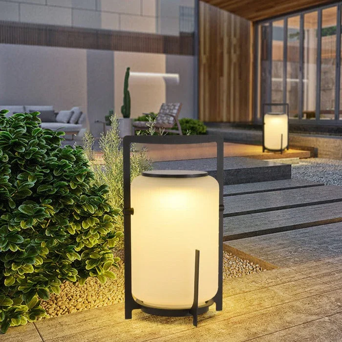 Solar Outdoor Standing Lantern White Cylindrical Design - Image 5