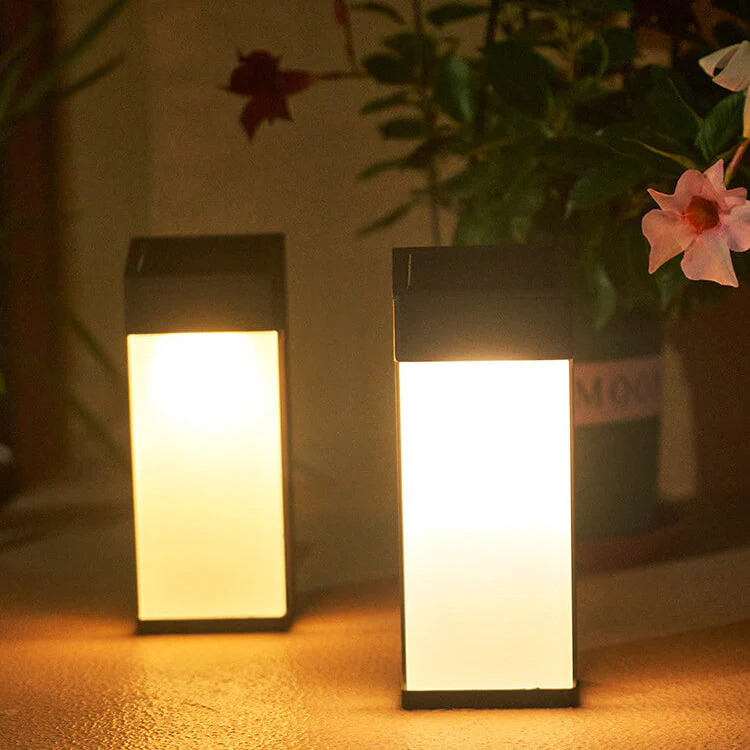 Solar Outdoor Wall Lamp Black Metal Rectangular Glass Shade - Image 10