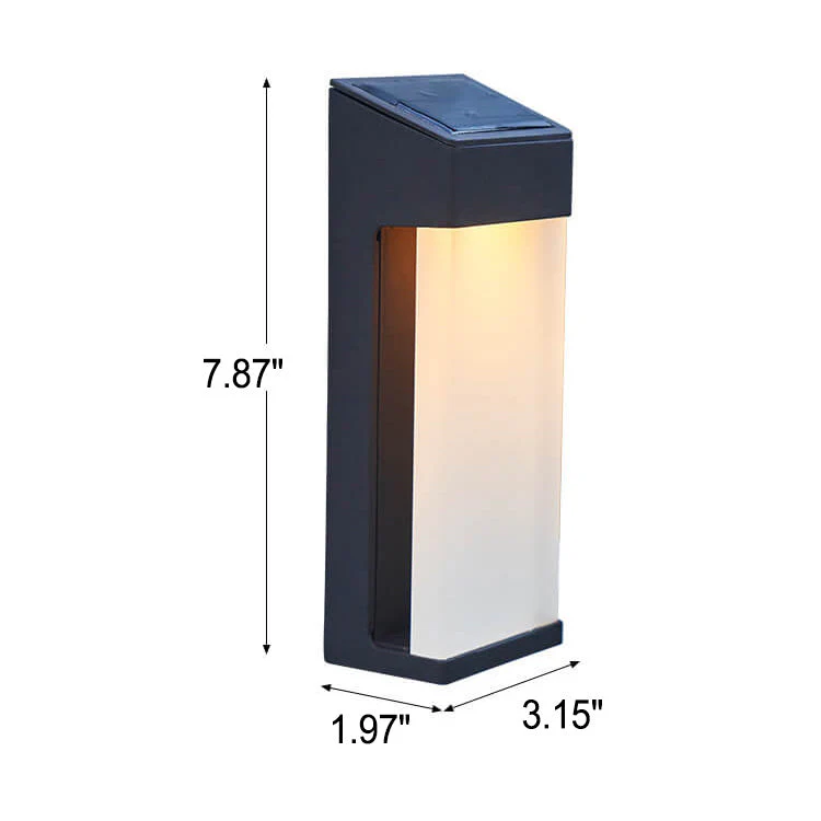 Solar Outdoor Wall Lamp Black Metal Rectangular Glass Shade - Image 4