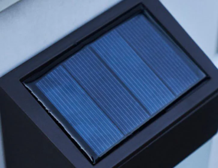 Solar Outdoor Wall Lamp Black Metal Rectangular Glass Shade - Image 6