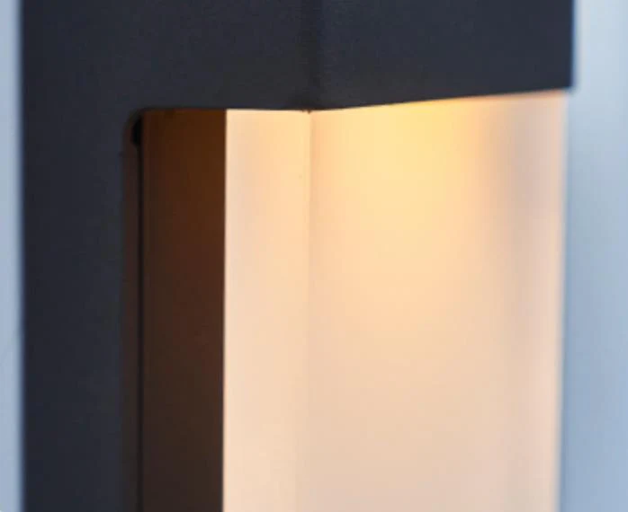 Solar Outdoor Wall Lamp Black Metal Rectangular Glass Shade - Image 8