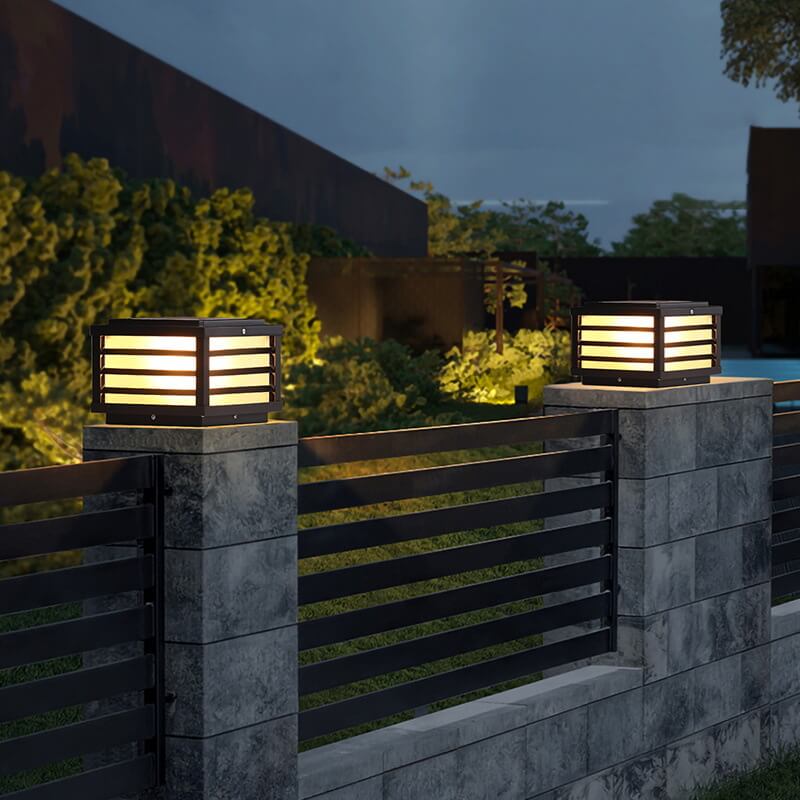 Solar Outdoor Wall Lamp Black Square Fence Mount Design - Image 3