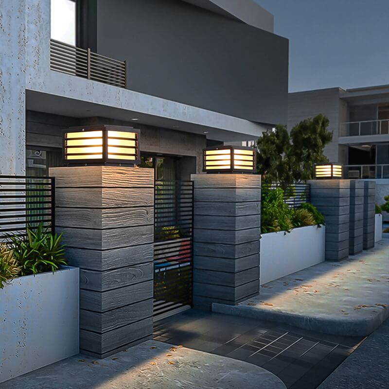Solar Outdoor Wall Lamp Black Square Fence Mount Design - Image 4