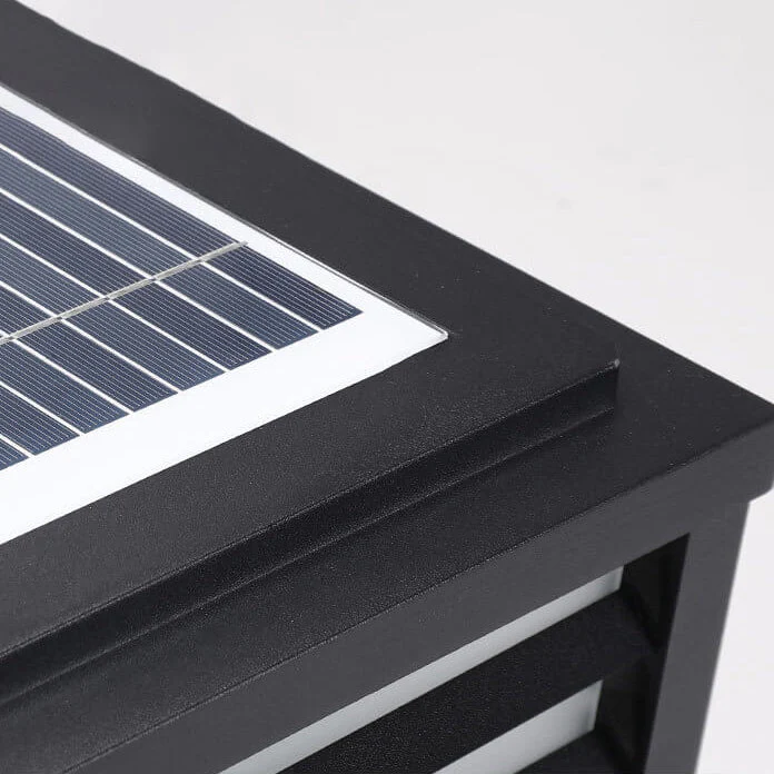 Solar Outdoor Wall Lamp Black Square Fence Mount Design - Image 6