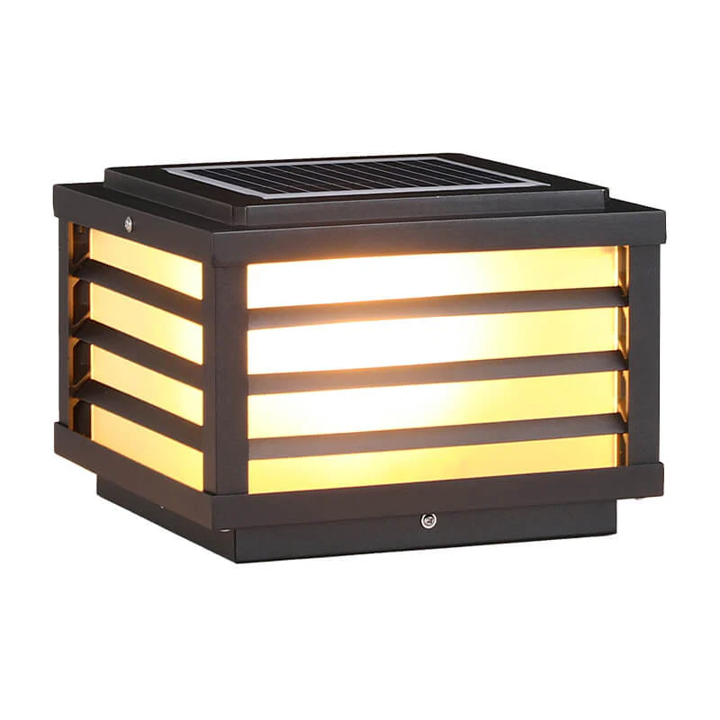 Solar Outdoor Wall Lamp Black Square Fence Mount Design - Image 7