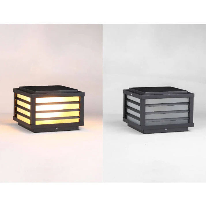 Solar Outdoor Wall Lamp Black Square Fence Mount Design - Image 8